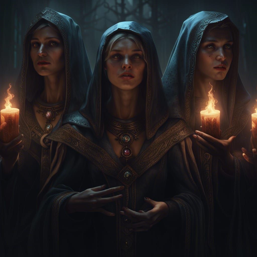 Medieval Necromancers Invoke Spirits: Dark Fantasy Art