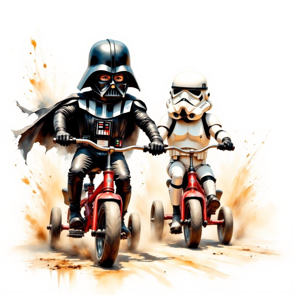 Hyperrealistic Kids in Star Wars Costumes Racing