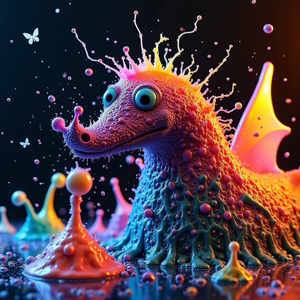 Cinematic Chibi Monsters in Hyperrealistic Splash Art