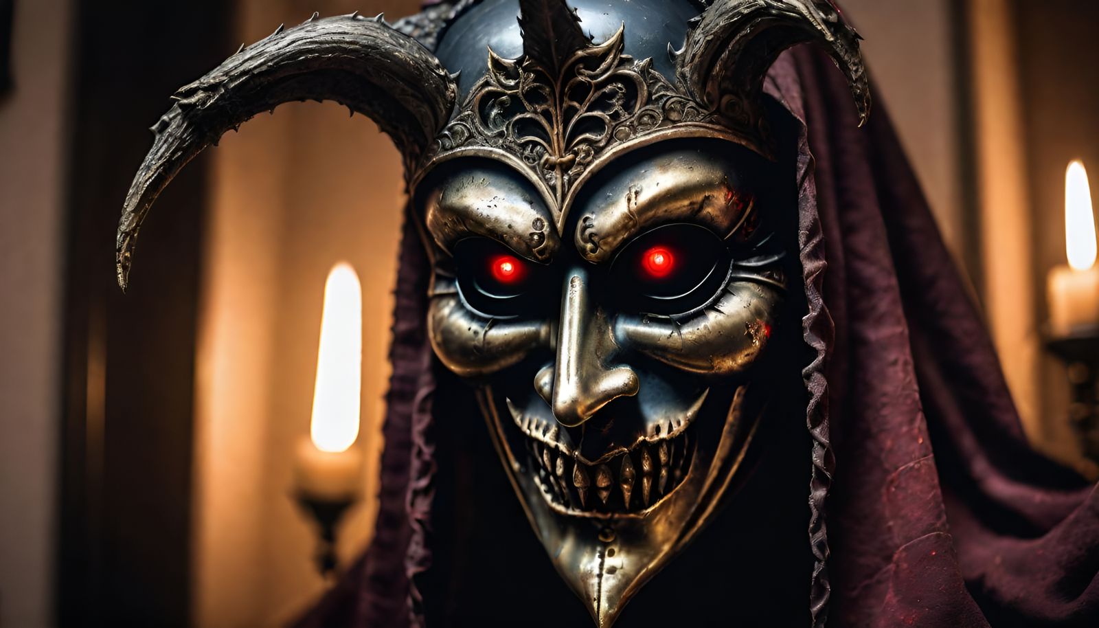 Cursed Demonic Mask in Horror Photography Style