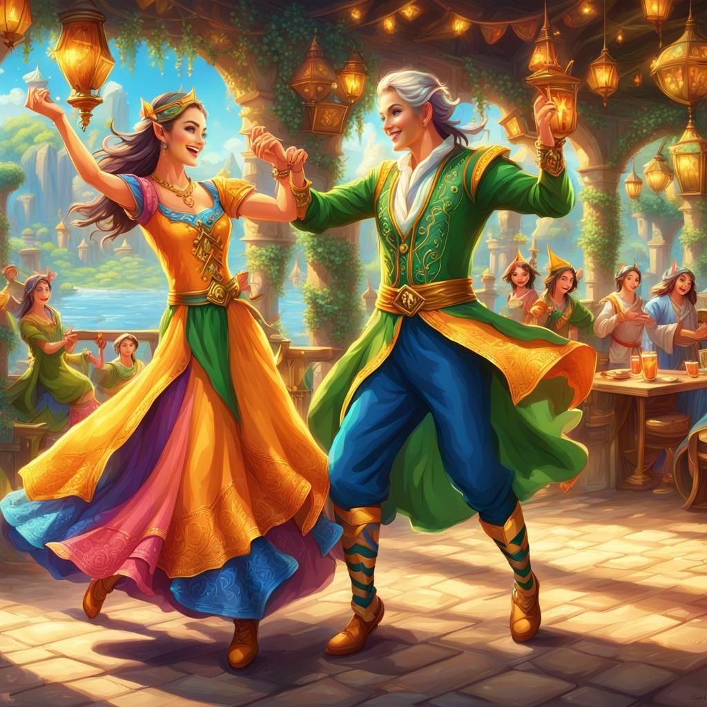 Two Cheerful Elves at a Cha-Cha Dance