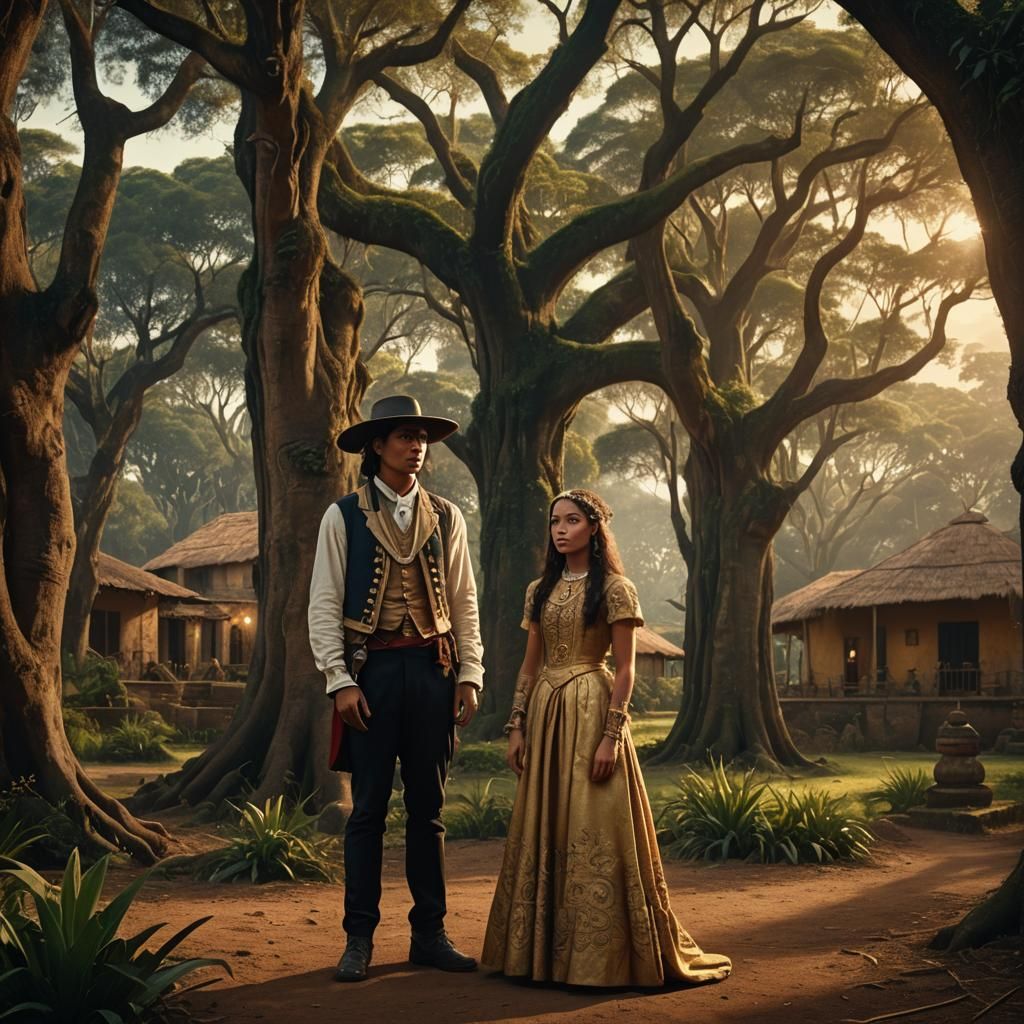 Colonial Brazil: Baroness and Indigenous Man
