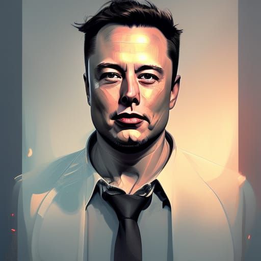 Detailed Portrait of Elon Musk in Digital Art Style