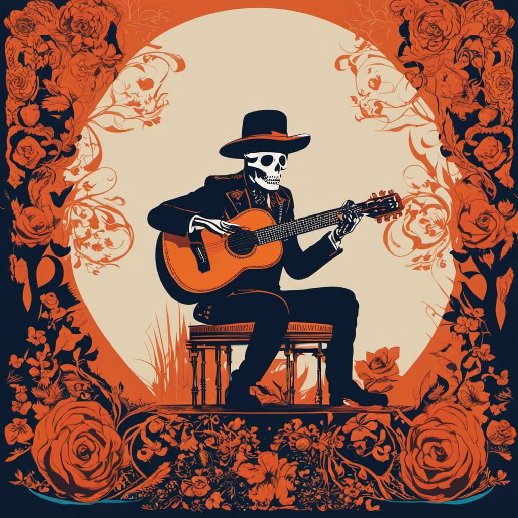 Day of the Dead Skeleton Plays Guitar