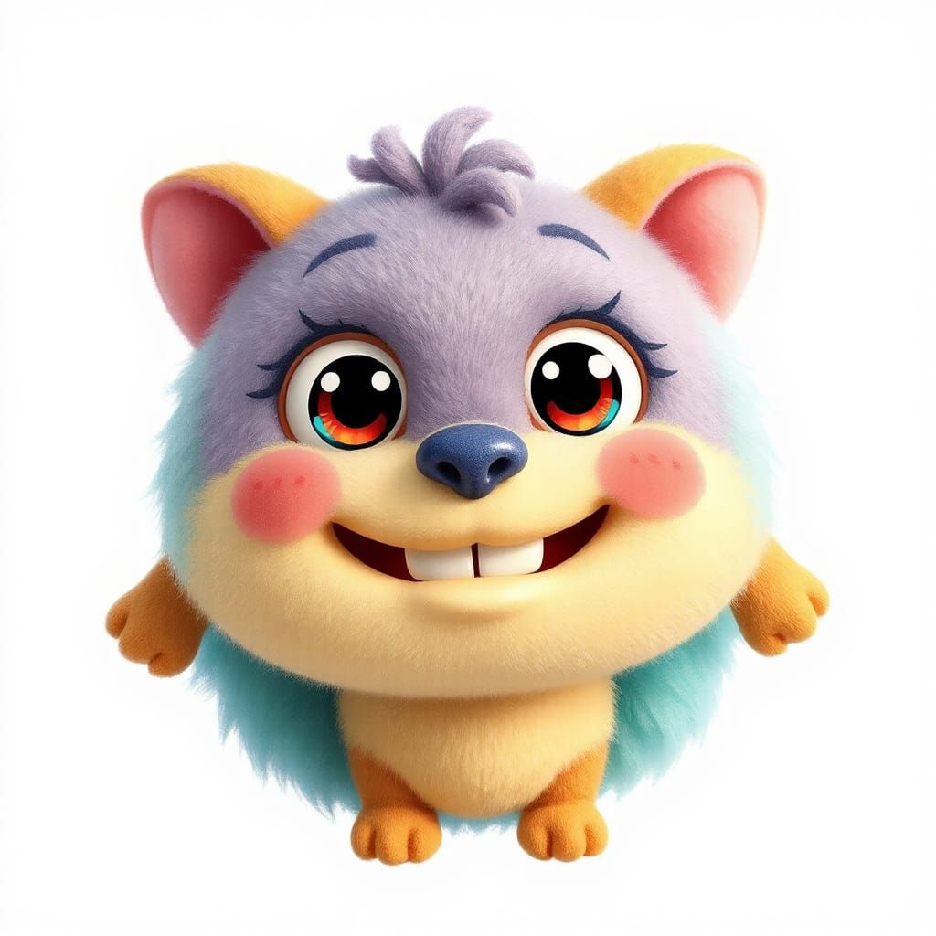 Adorable Grinning Creature in Kawaii Art Style