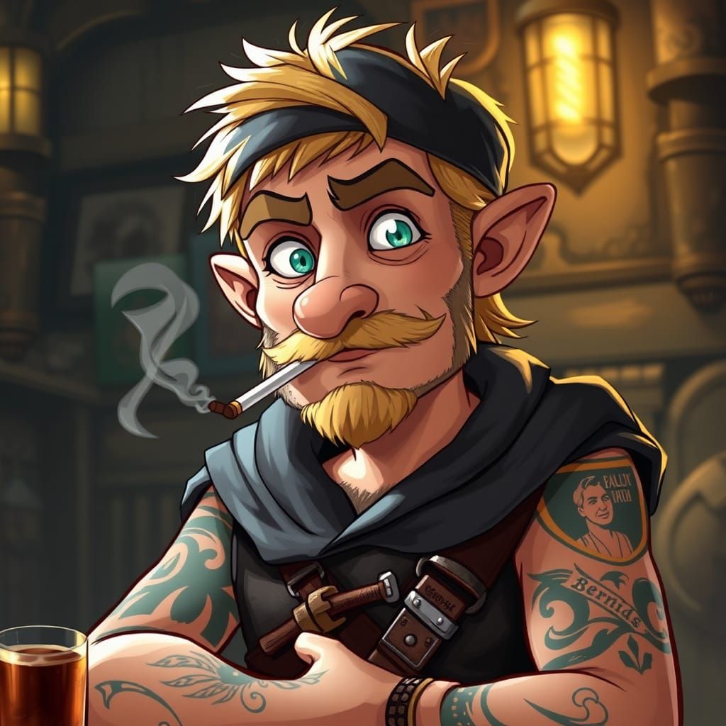 Cartoon halfling sailor.