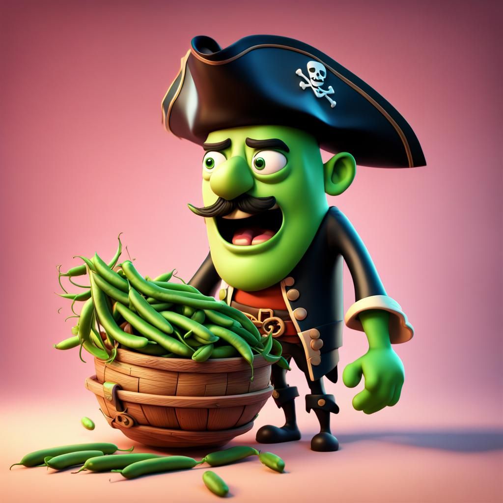 Pirate Pickling Beans: 3D Digital Art