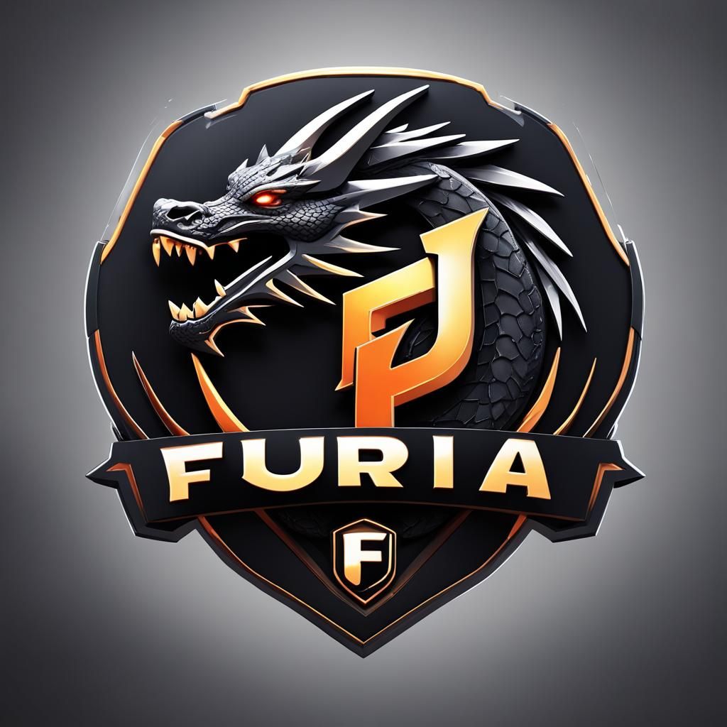 Furia Esports Logo with Black Dragon in 3D