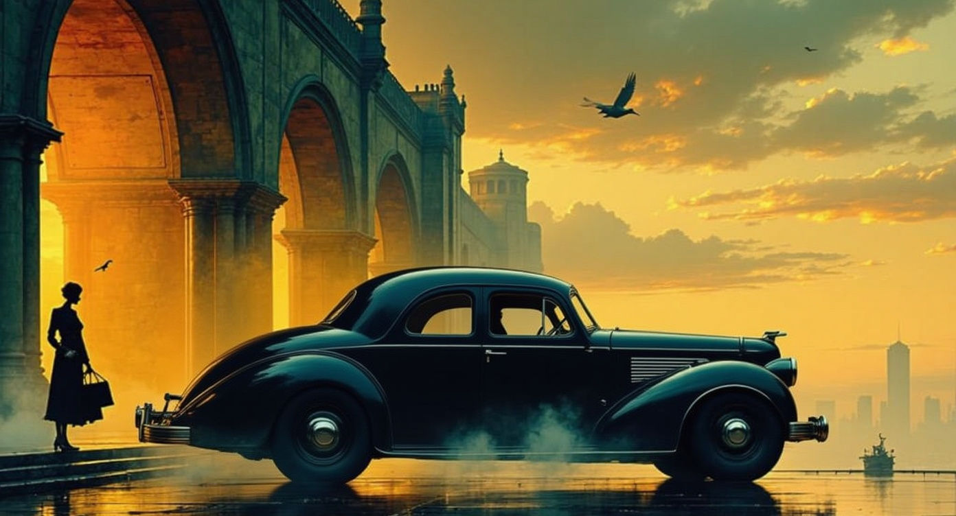 Majestic 1940s Retro Humvee Limousine at Twilight