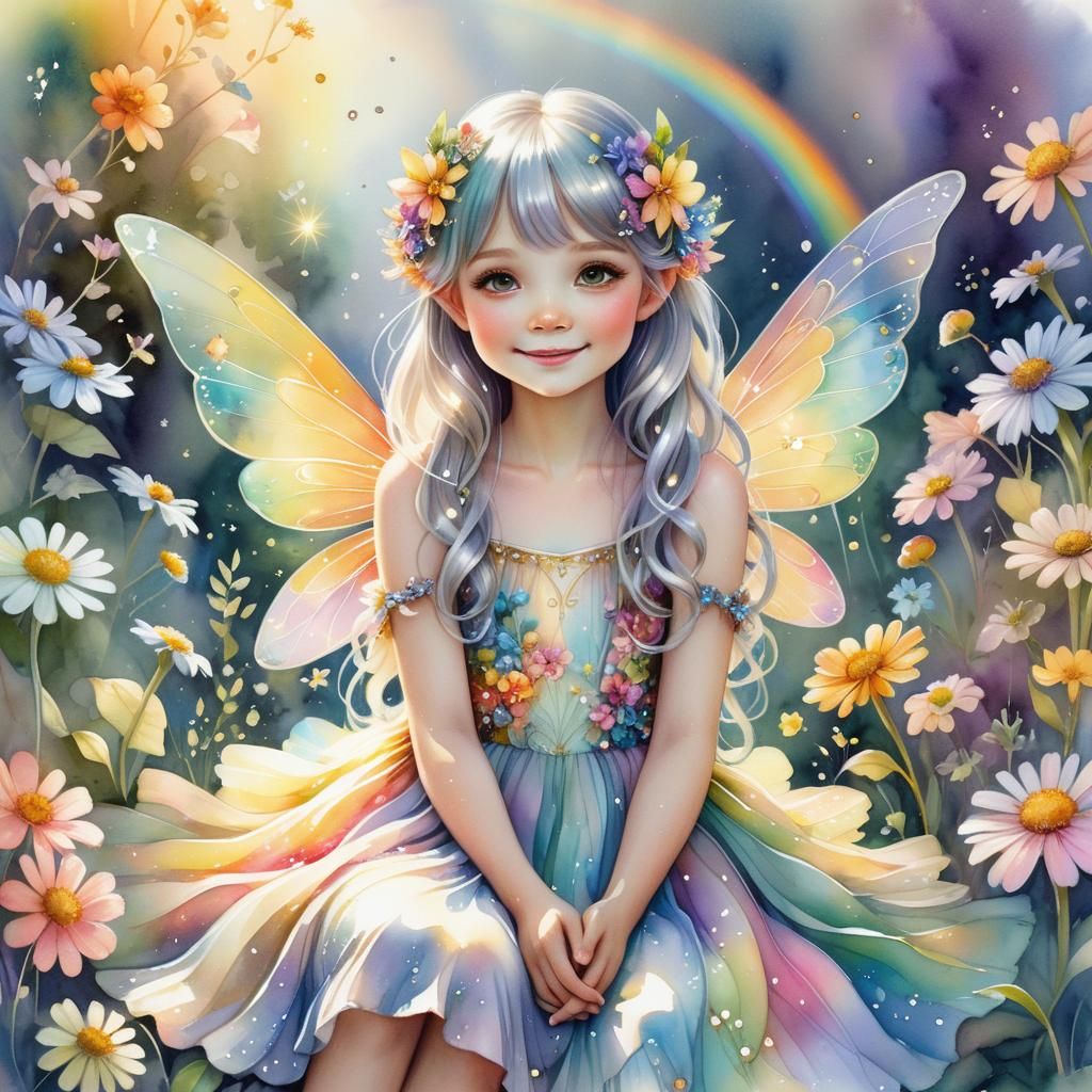 Whimsical Fairy Girl Portrait in Surreal Style