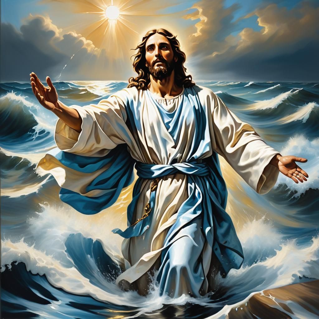Jesus Adrift in Turbulent Waters, Baroque Oil Painting