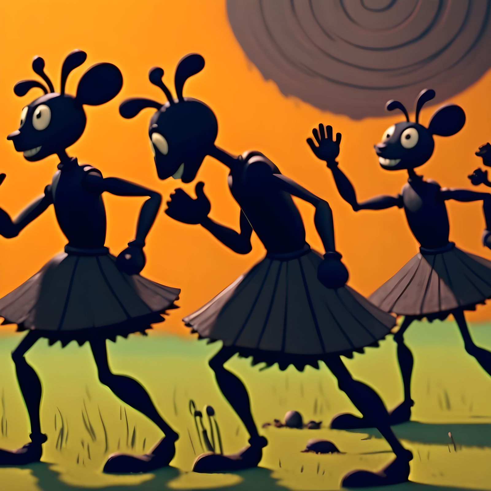 Whimsical Ants in Joyful Dance, Reimagined in Vibrant 3D