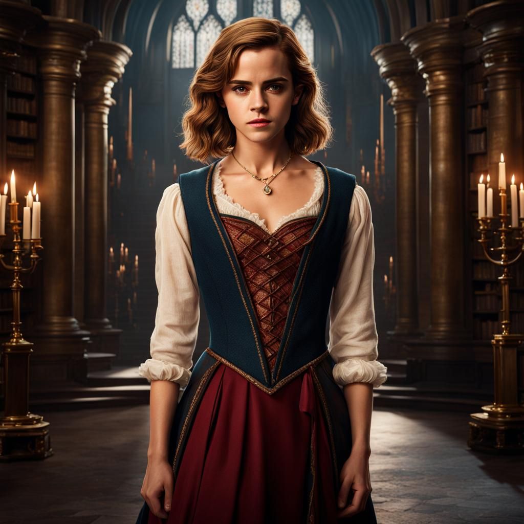 Hermione Granger in Gown: Detailed Digital Art