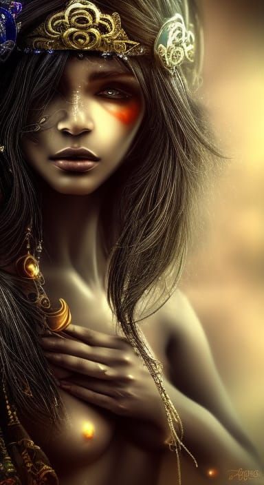 Detailed Ebony Fantasy Wizard in Hyperrealistic Style