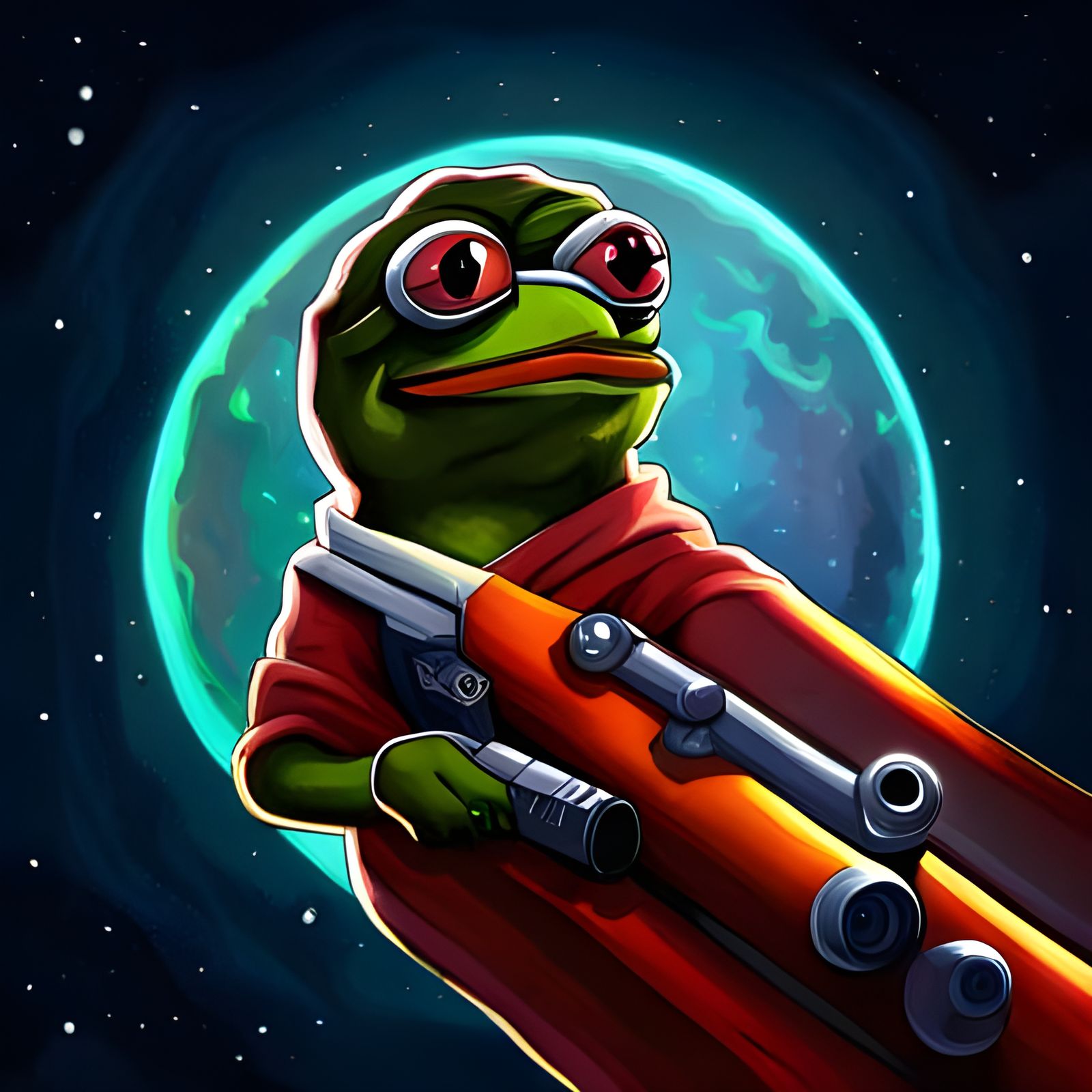 Female Pepe Frog Space Pirate Cartoon