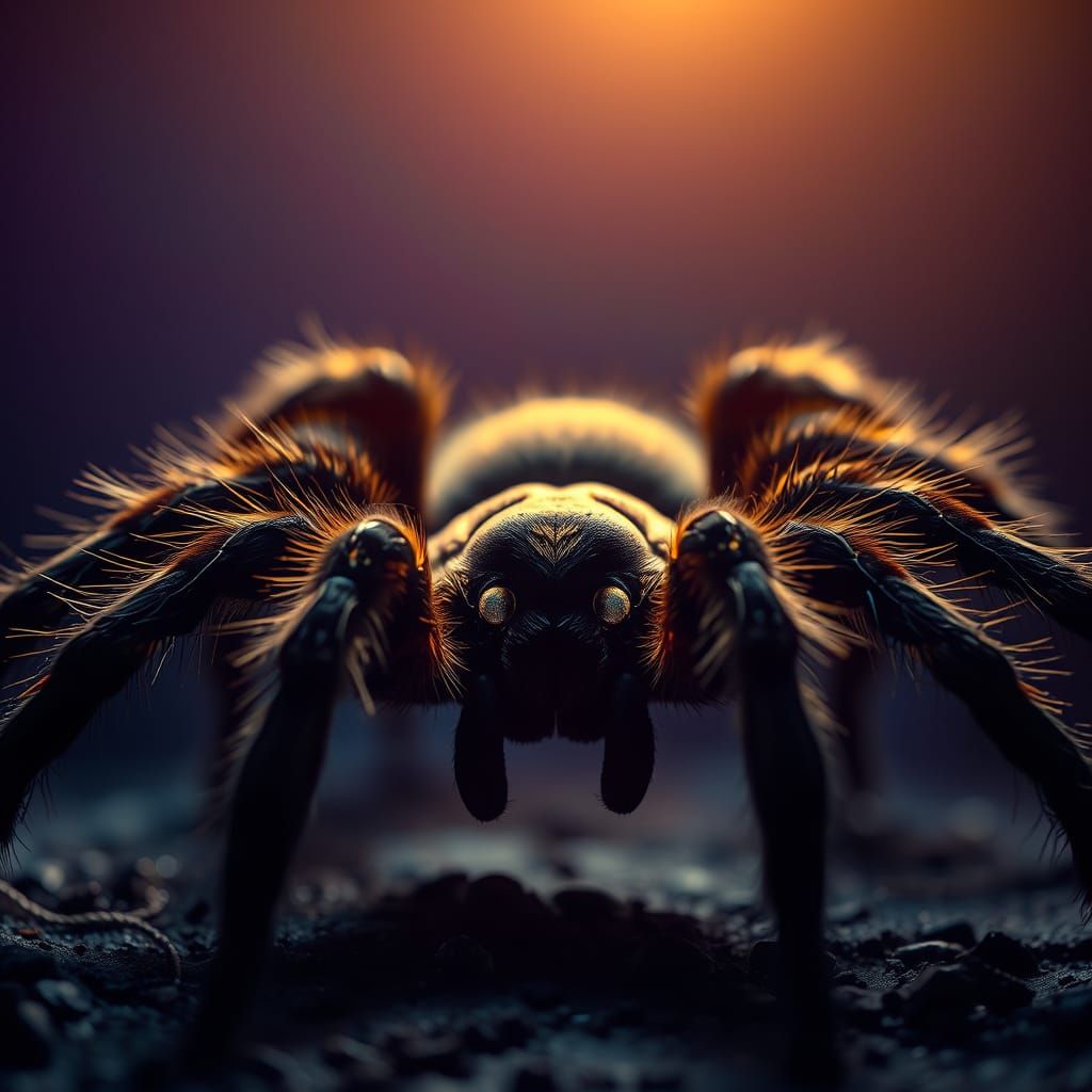 Vivid Tarantula in Mysterious, Cinematic Landscape