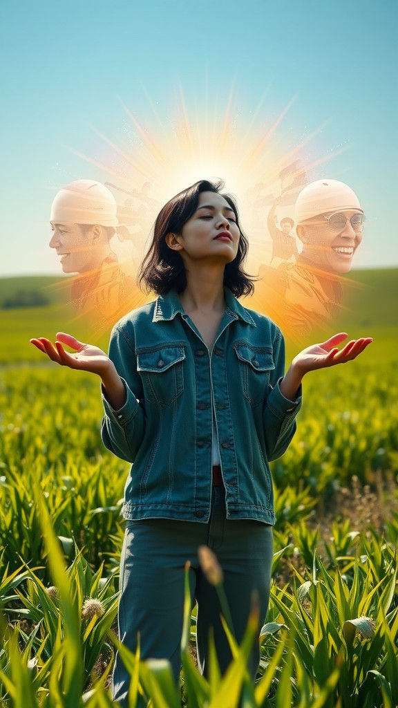 Woman Envisions Future Harvest in Hyper-Realistic Style