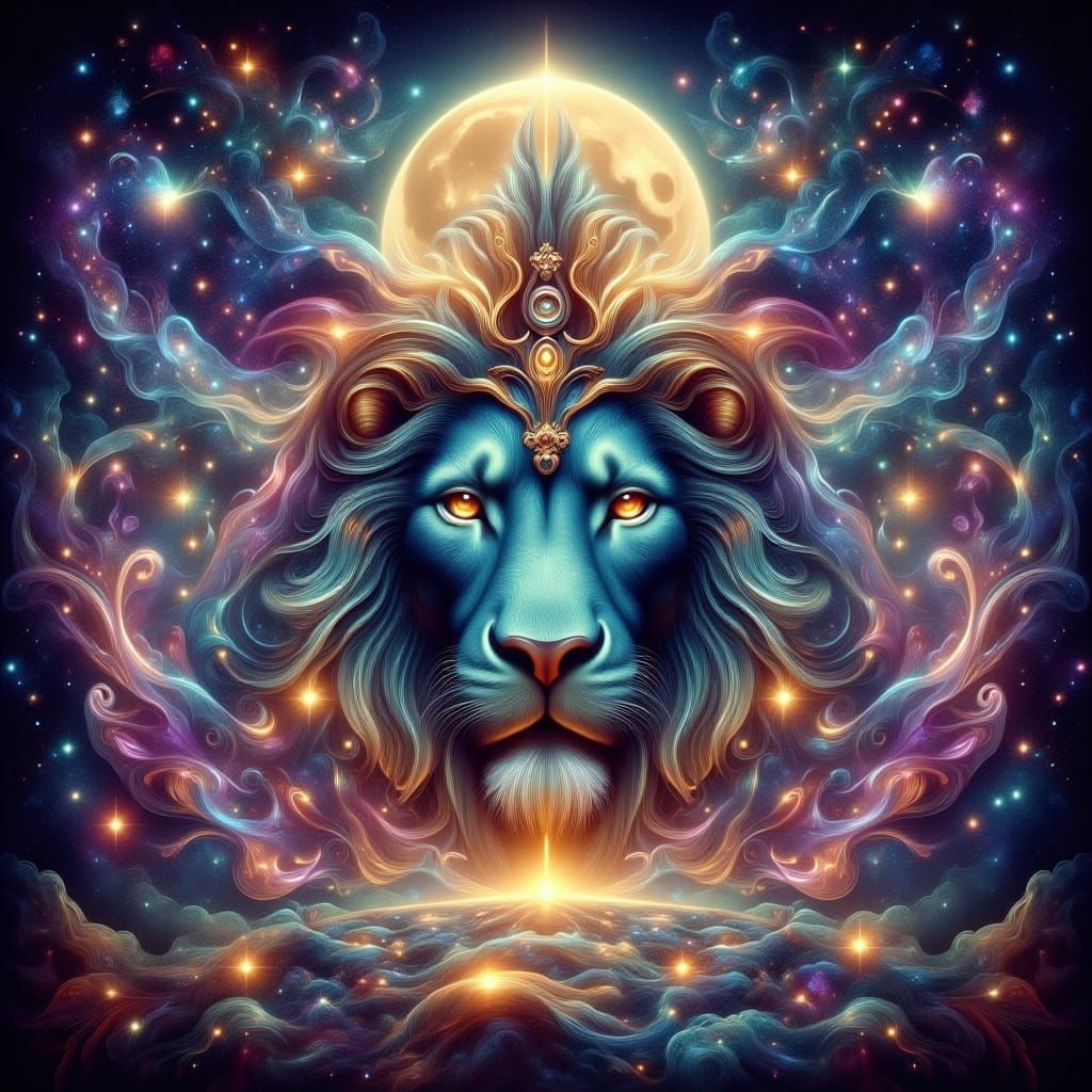 Lion Gateway to the Stars: Cosmic Fantasy Art