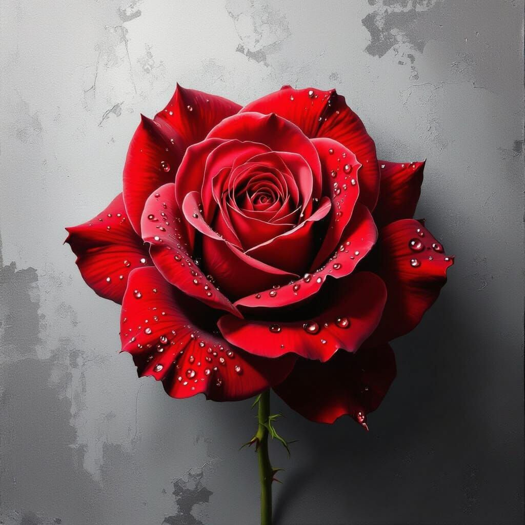 Vibrant Red Rose on Textured Graphite Background