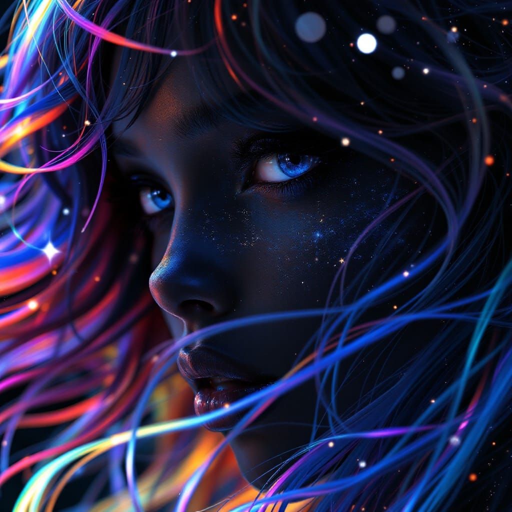 Mystical Space Girl in Hyper-Detailed 3D Anime Art