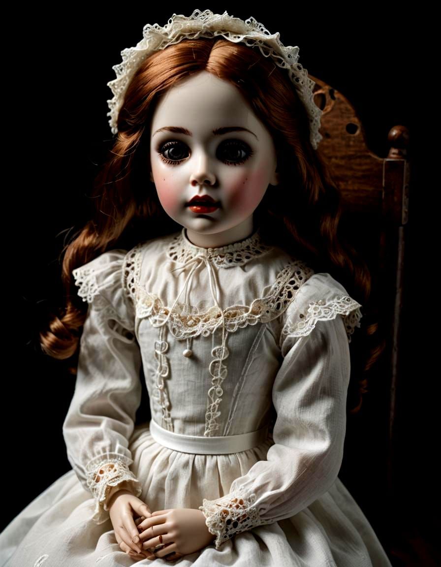 Cursed Porcelain Doll with Lace Dress
