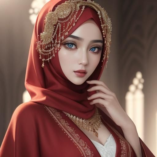 Hijab Arabian beauty with blue eyes