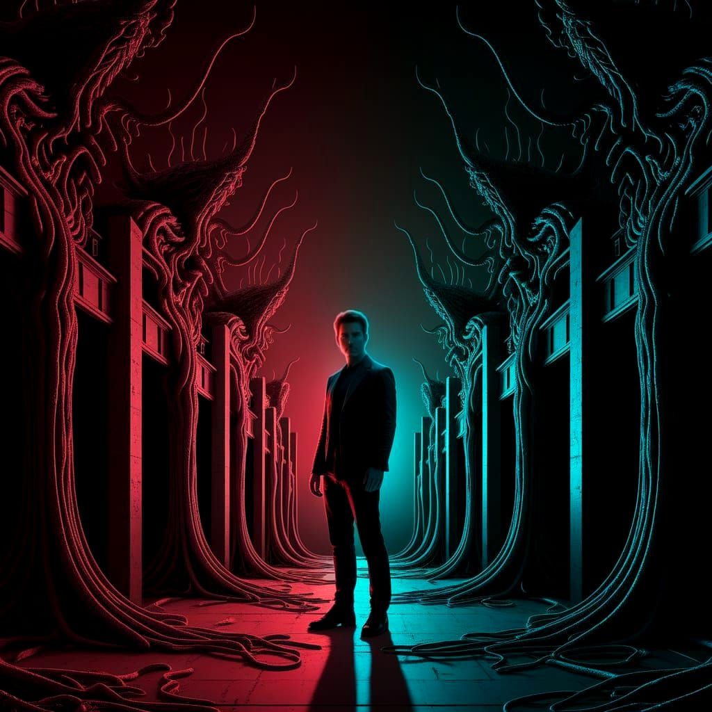 Biomechanical Cityscape in Giger Style