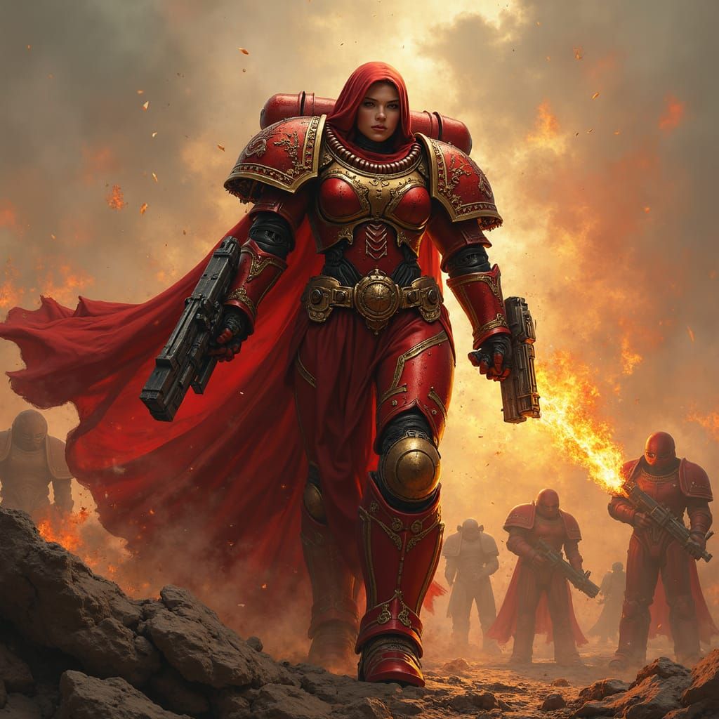 Victorious Adepta Sororitas in Grimdark Landscape