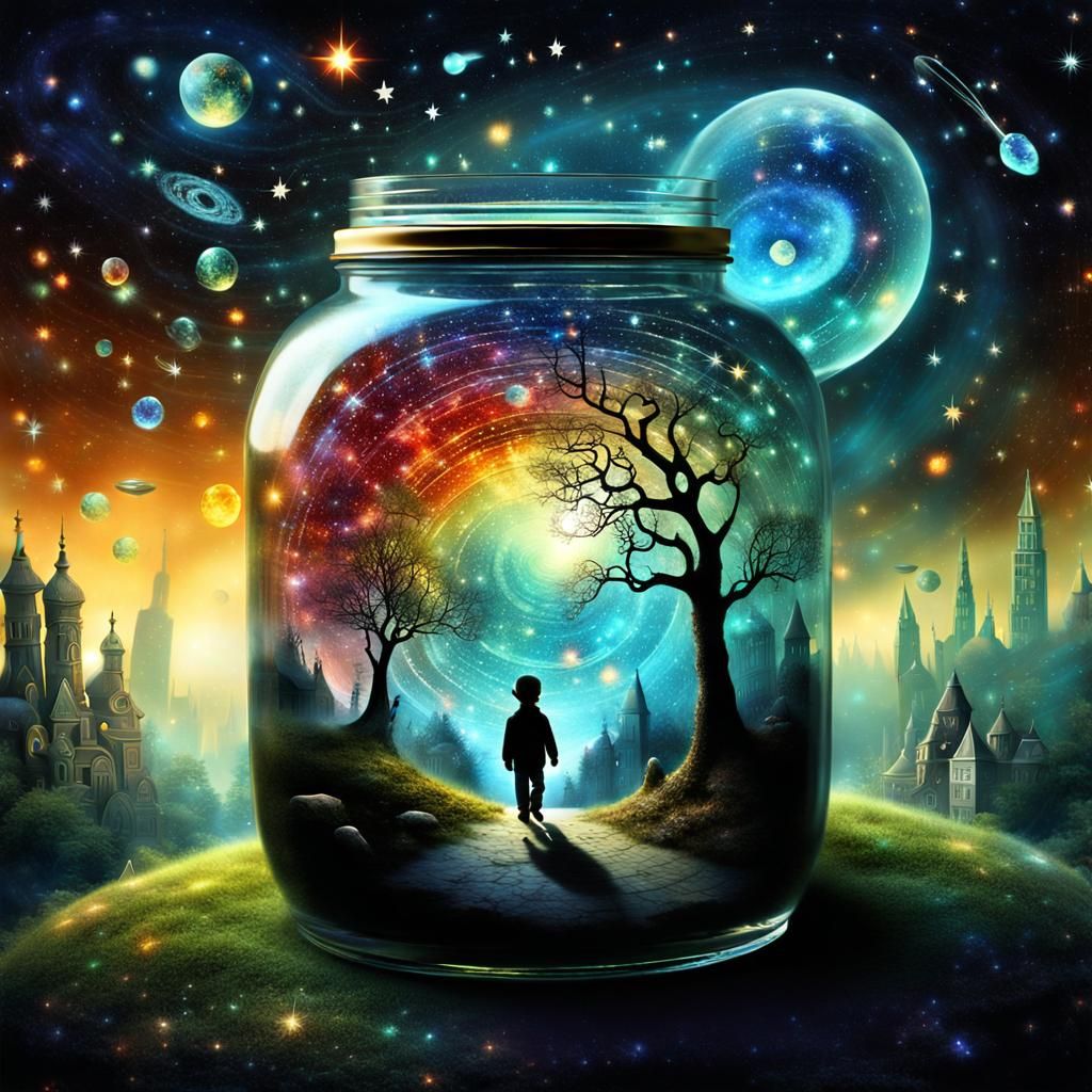 Surreal Spiral Portal to a Starry Galaxy