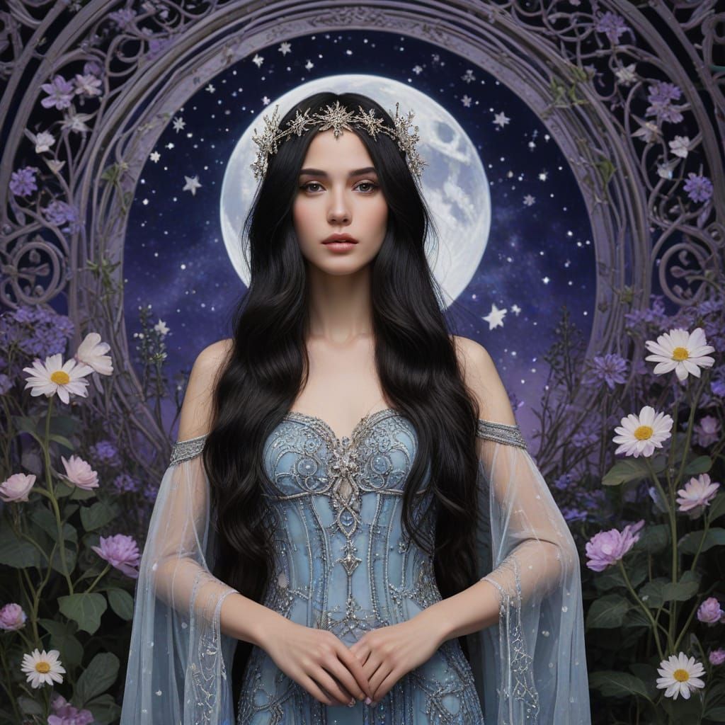 Empress of the Celestial Realm in Art Nouveau Style