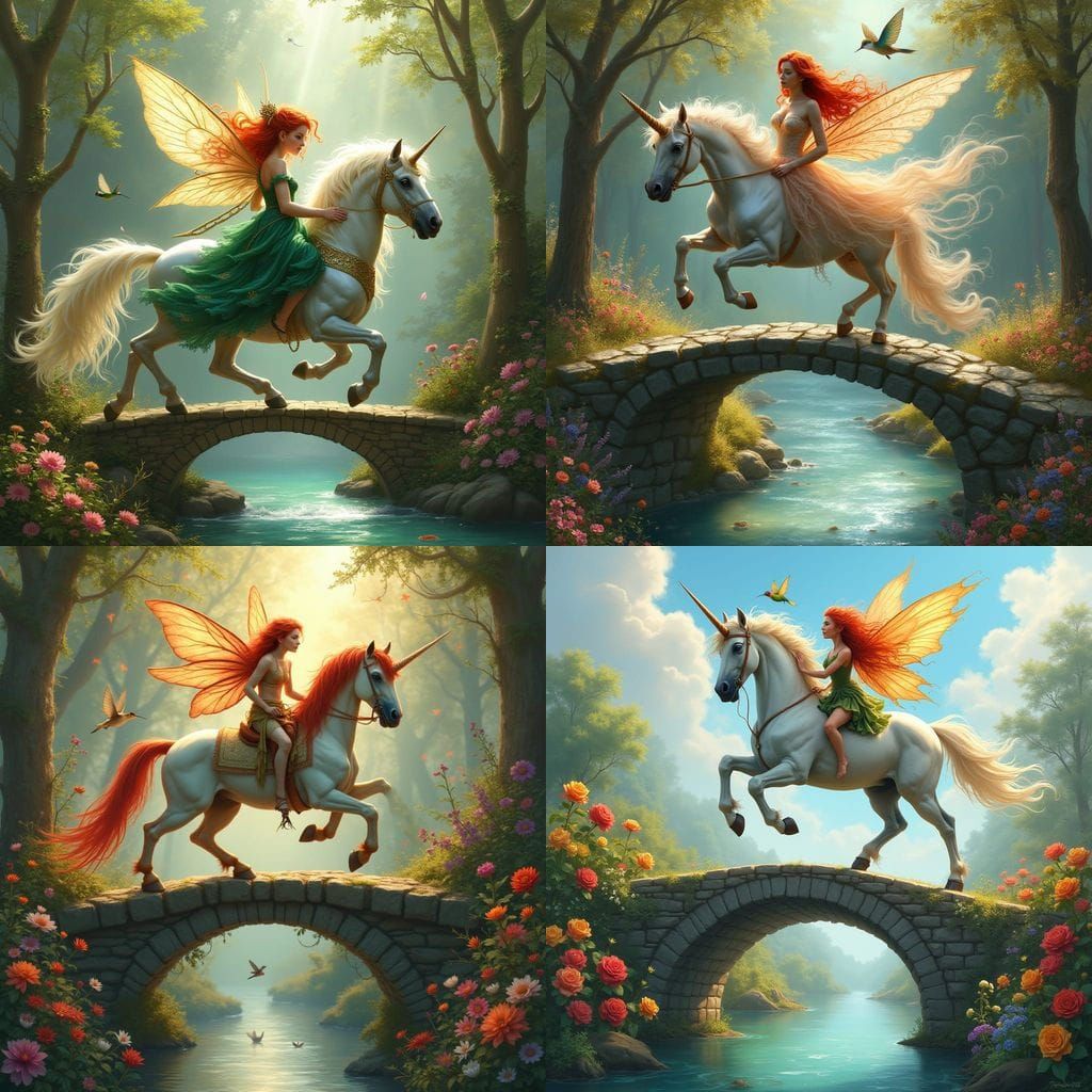 Enchanted Fairy and Unicorn Over Mystical River in Whelan-In...