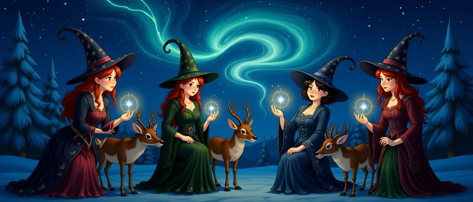 Witches and Reindeer Under the Aurora Borealis