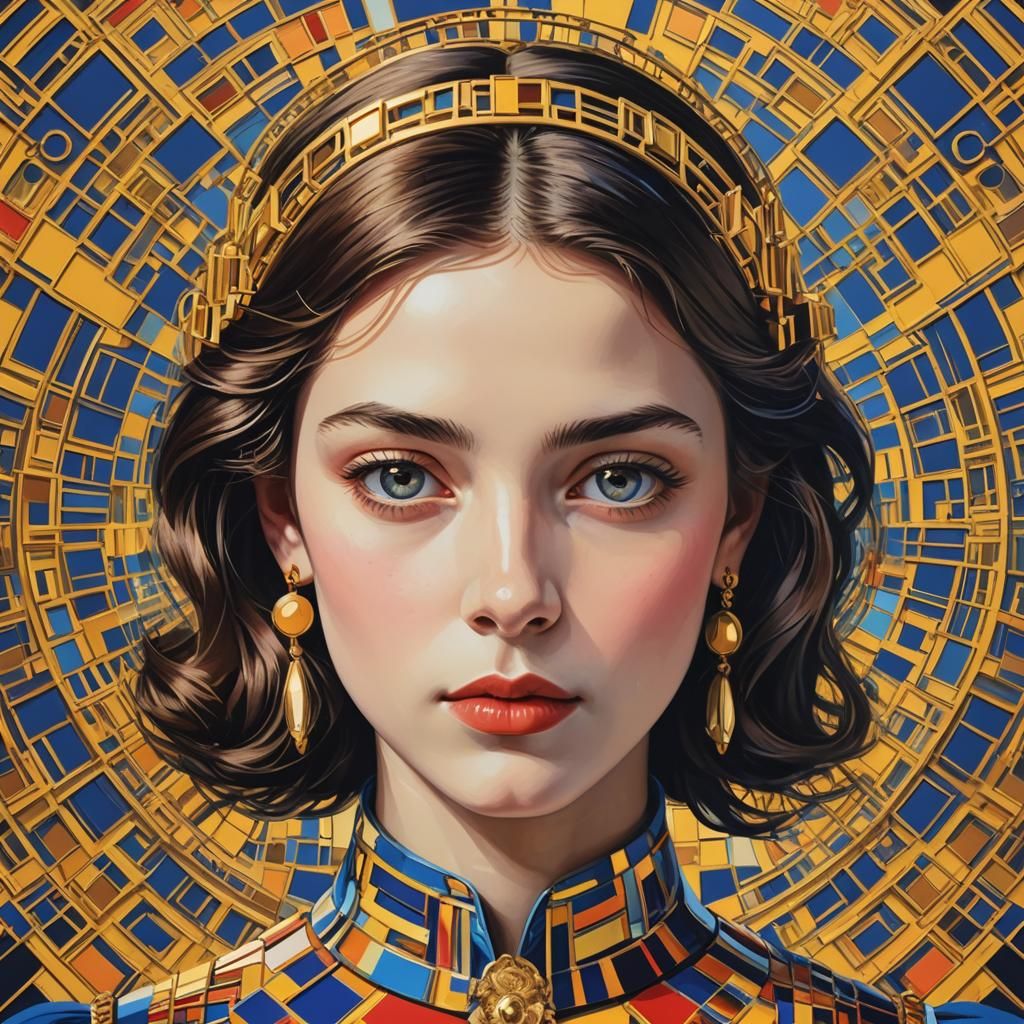 Regal Woman in Pop Art Style Portrait