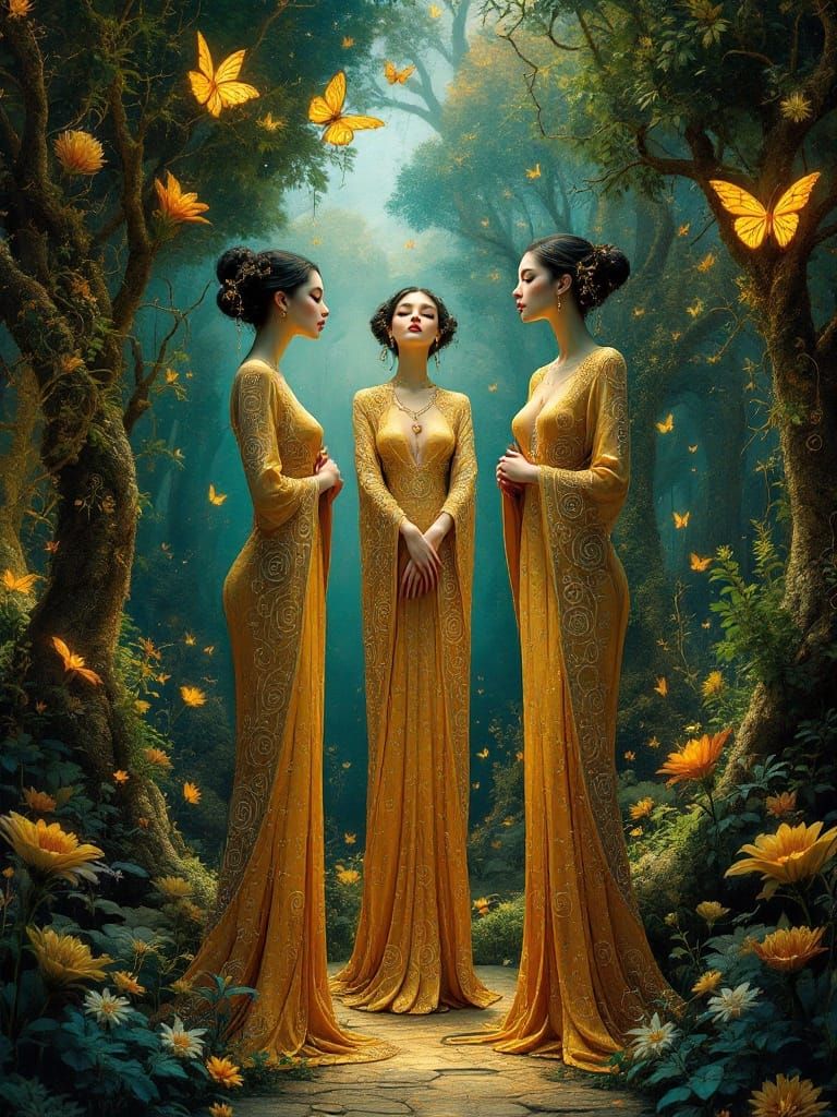 Glimmering Goddesses in Enchanted Golden Robes