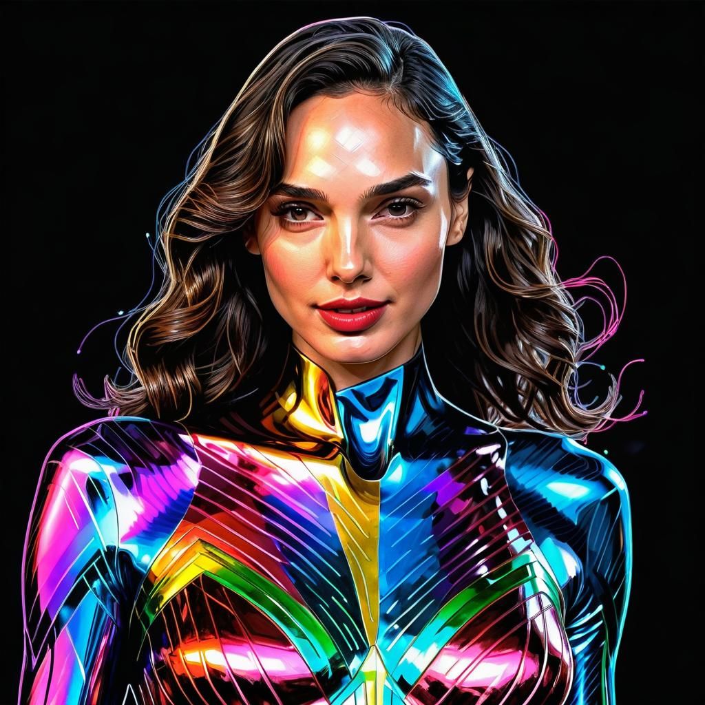 Gal Gadot Portrait in Comic Book Realism Style
