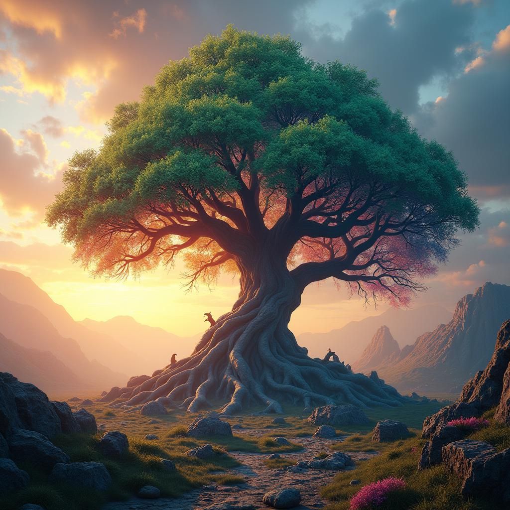 Mystical Tree of Life in Ethereal Realm
