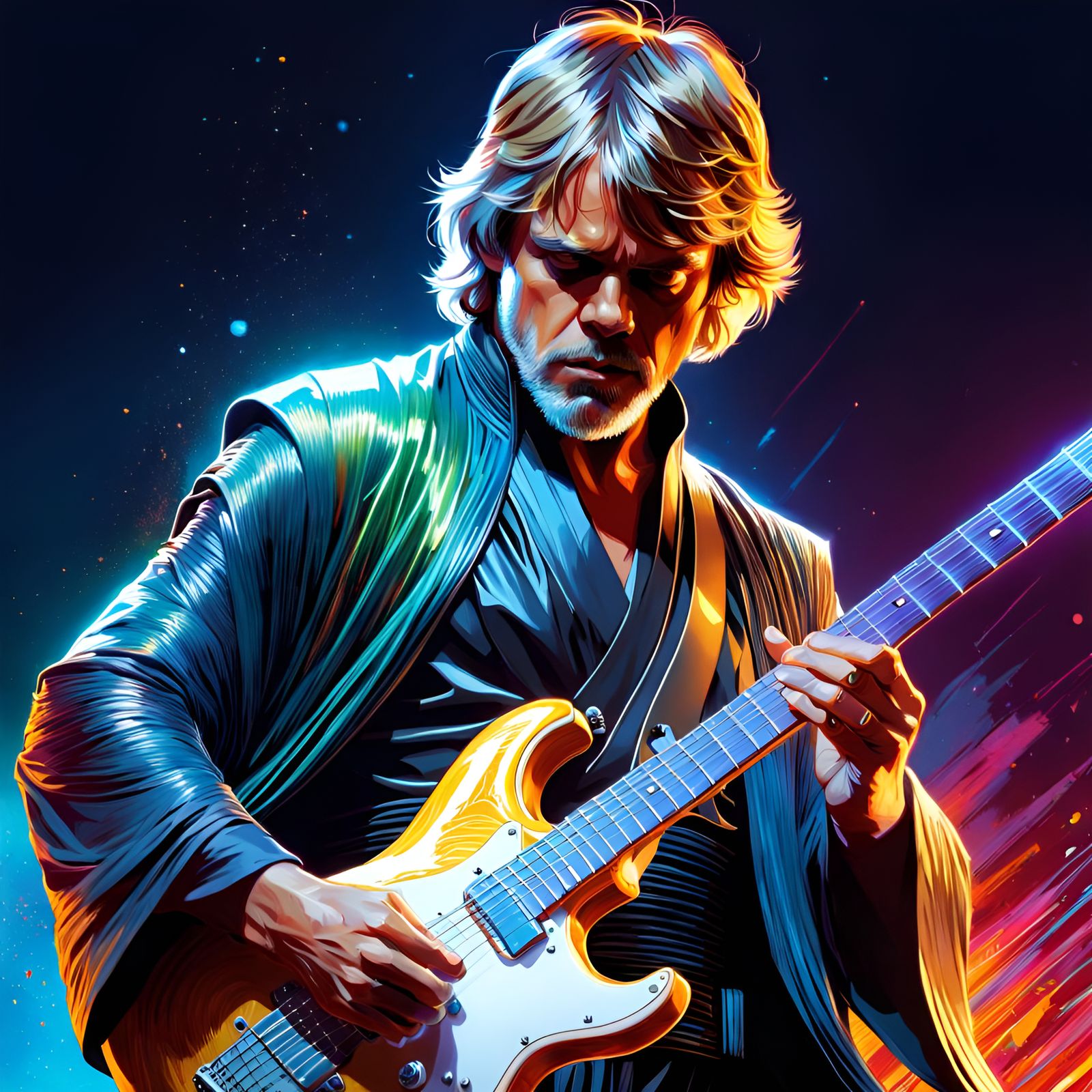 Luke Skywalker Rocking Guitar: Digital Art