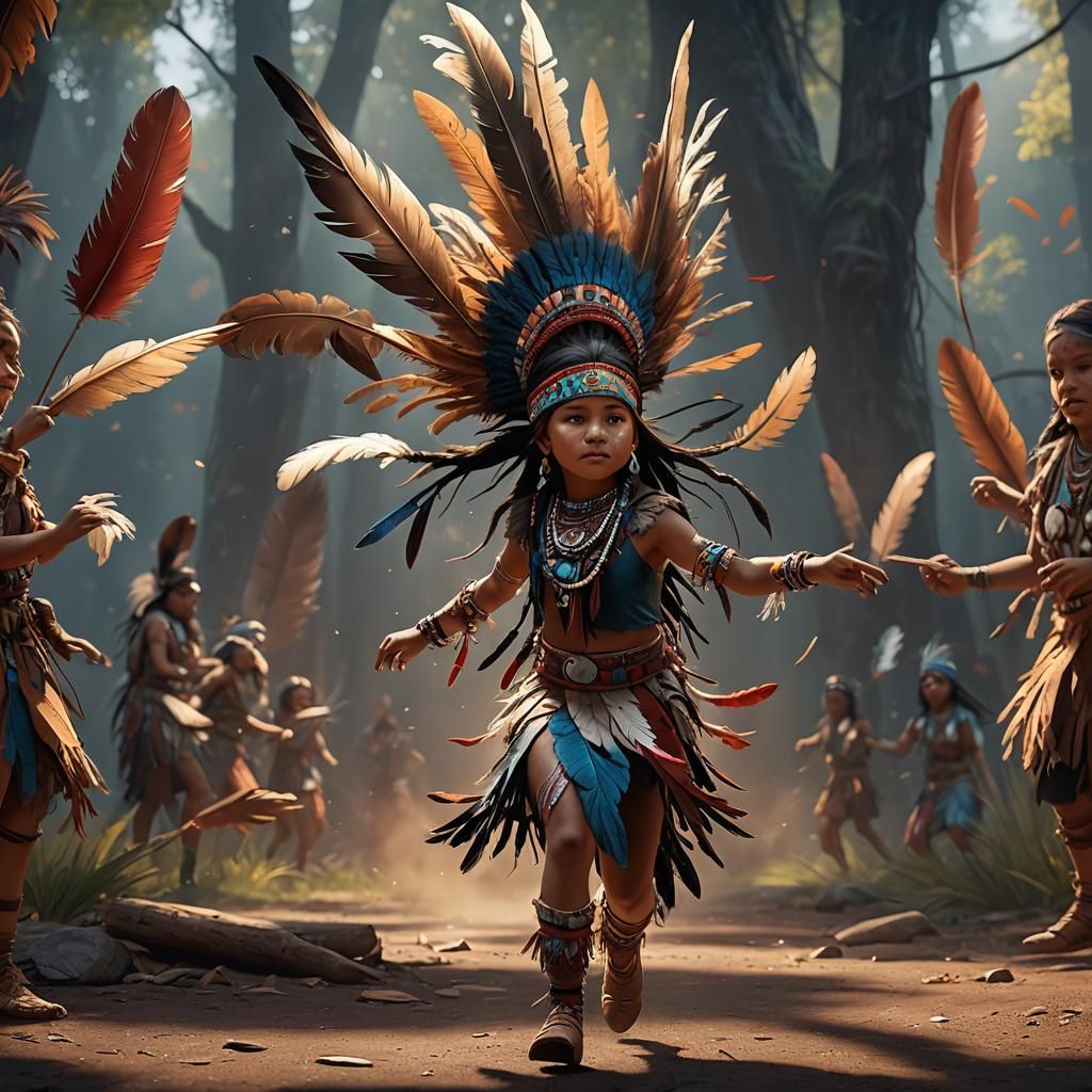 Native American Girl Dancing: Fantasy Concept Art