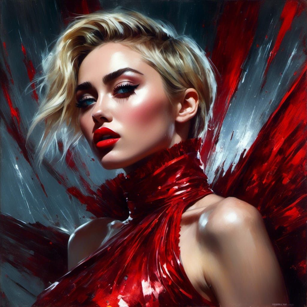 Miley Cyrus Portrait in Macabre Pop Style