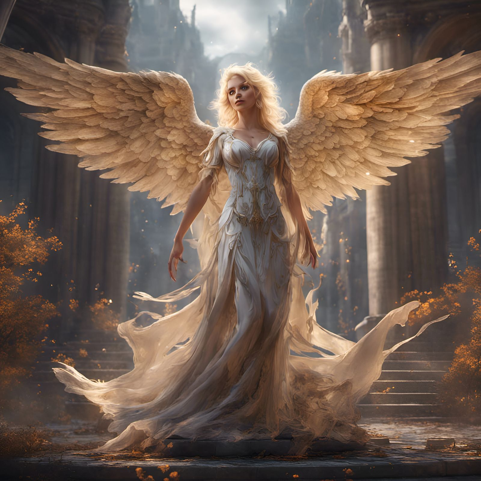 Detailed Matte Painting of a Blond Angel
