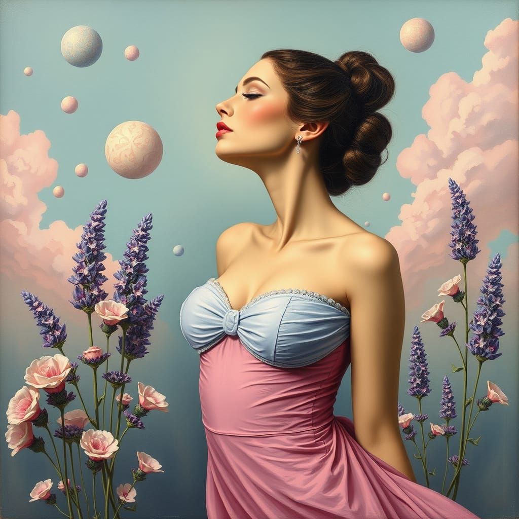 Dreamlike Surrealist Figure in Pastel Colors