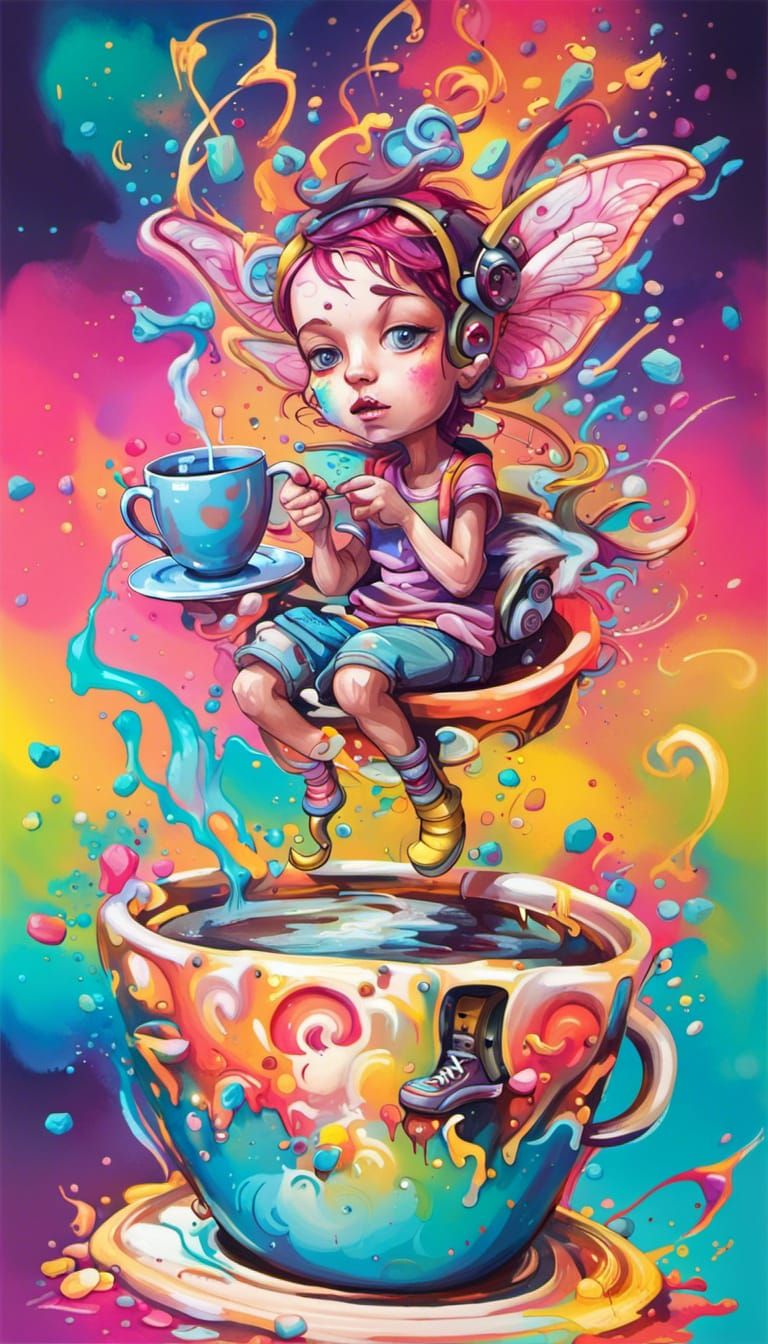 Playground with Tea Cup Pixie in Graffiti Art Style