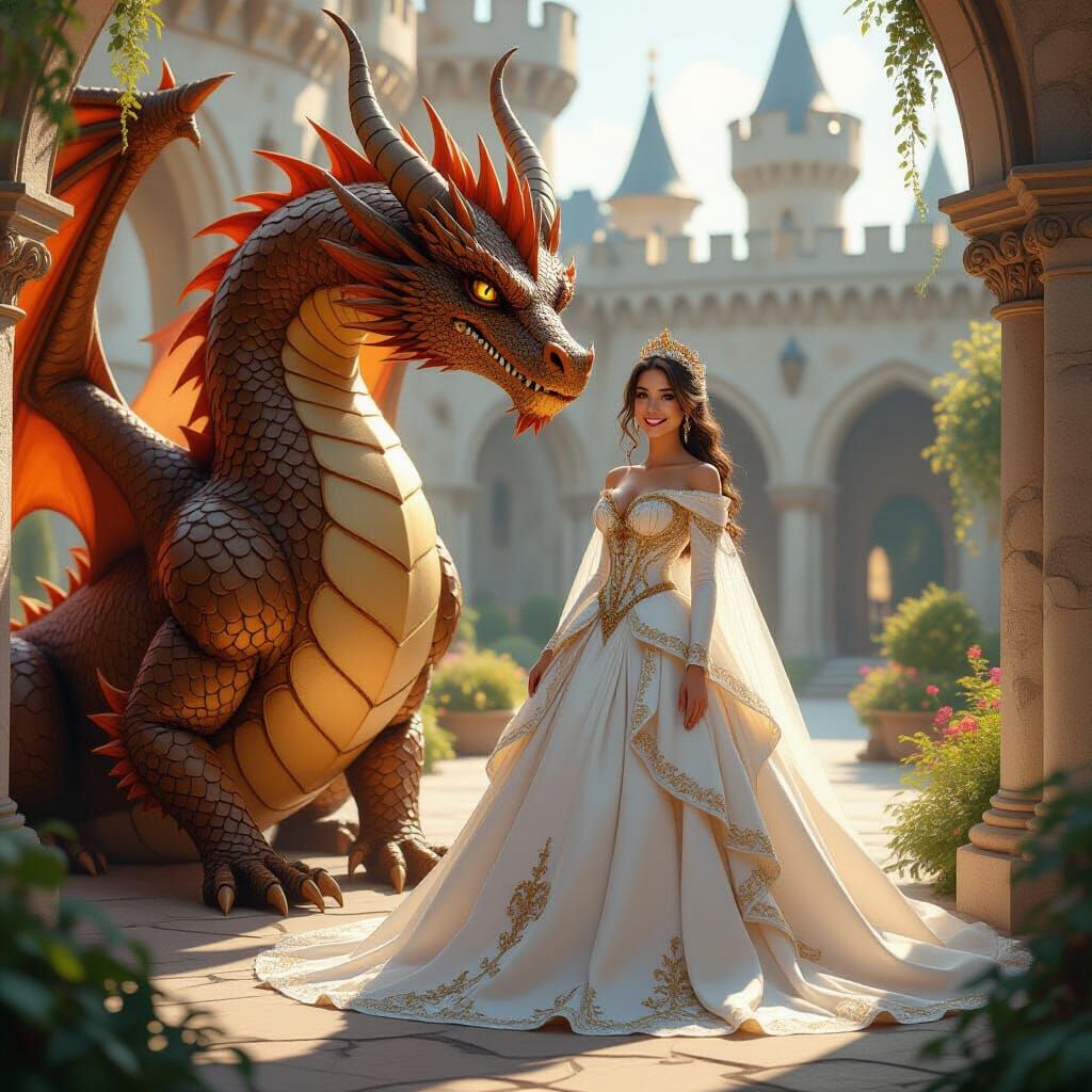 Princess and Dragon in Realistic Fantasy Art