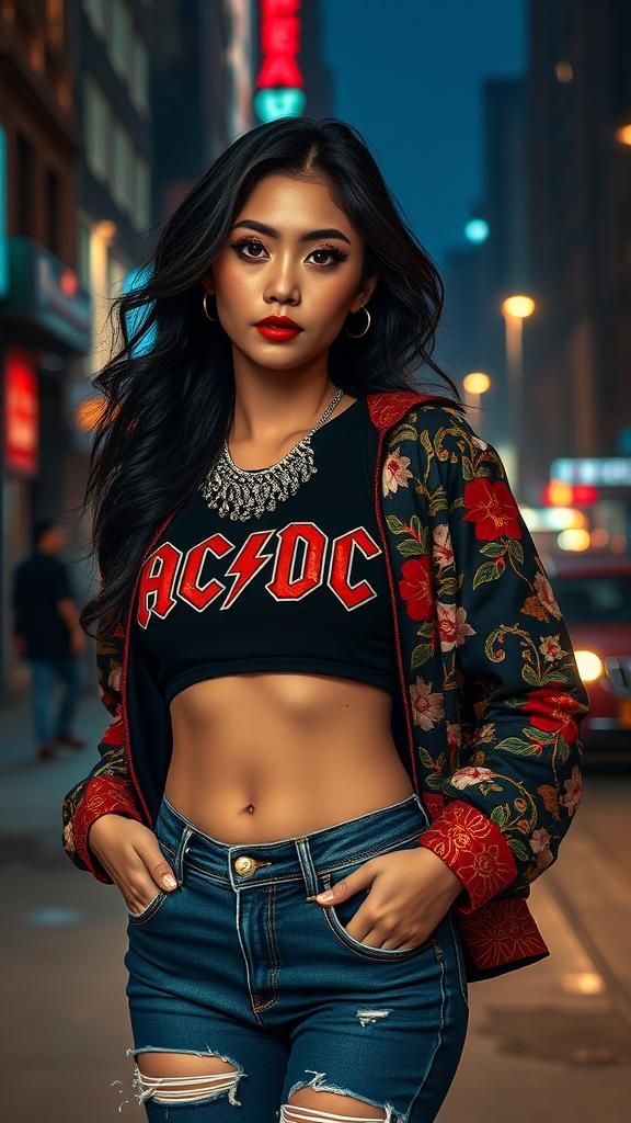 Asian Girl in Cityscape: Vibrant Street Photography