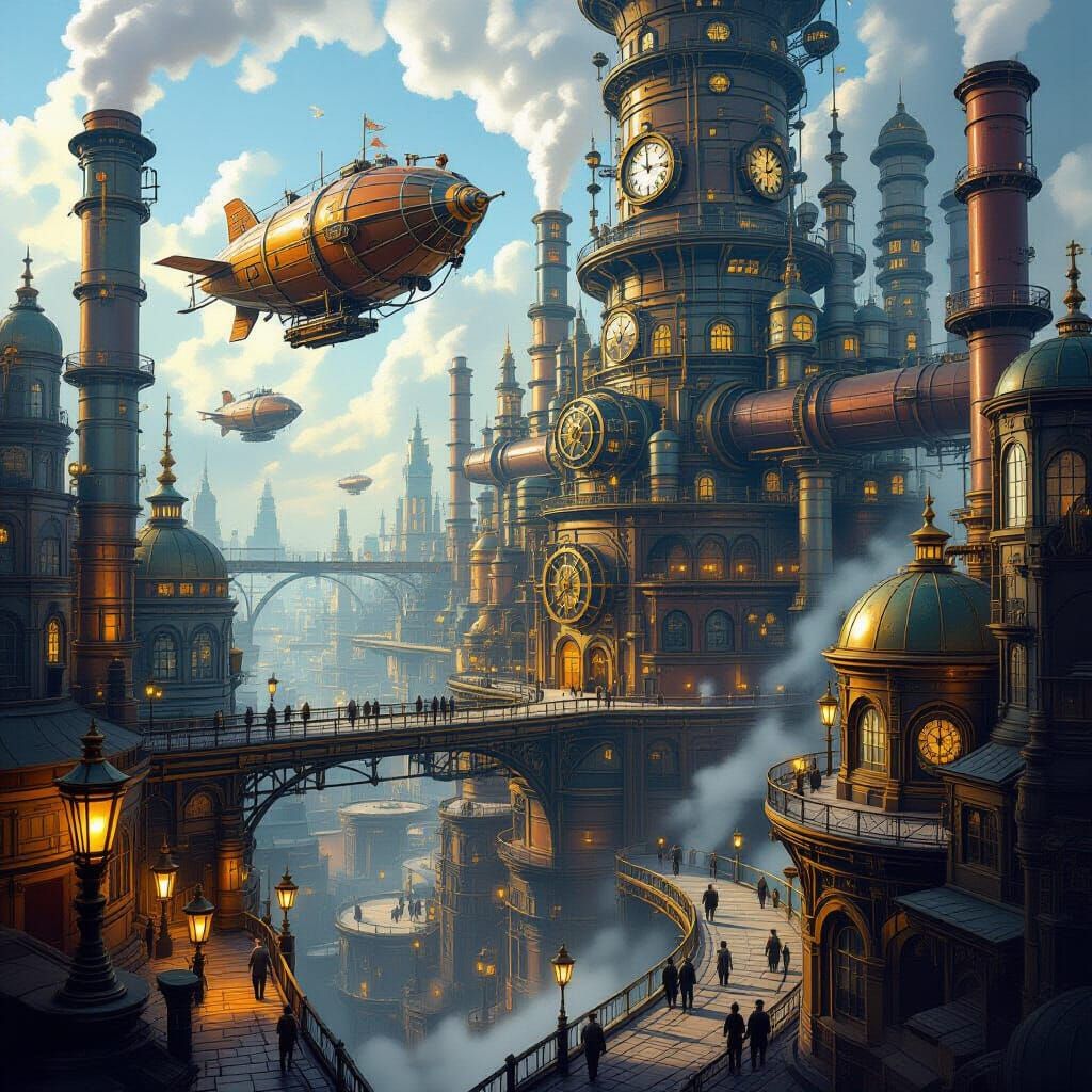 Steampunk Metropolis on Giant Pipes