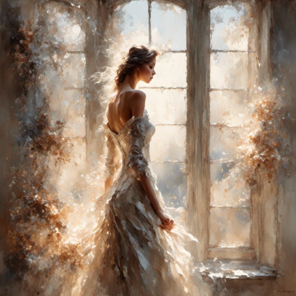 Elegant Woman in Muted Impressionism Style