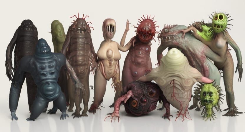 Horrific Mutant Creature in David Cronenberg Style