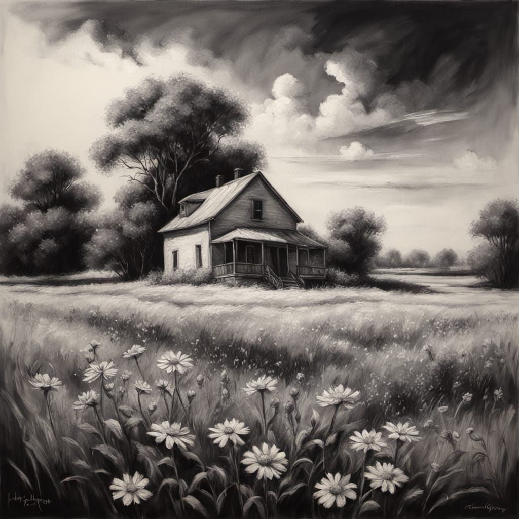 Farmhouse with Futuristic Portal: Hyperrealistic Oil Paintin...