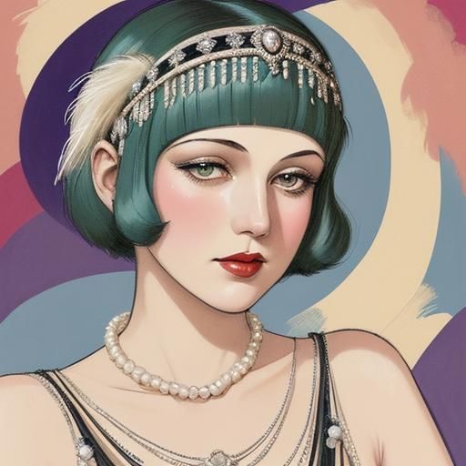 Roaring Twenties Flapper in Art Deco Style