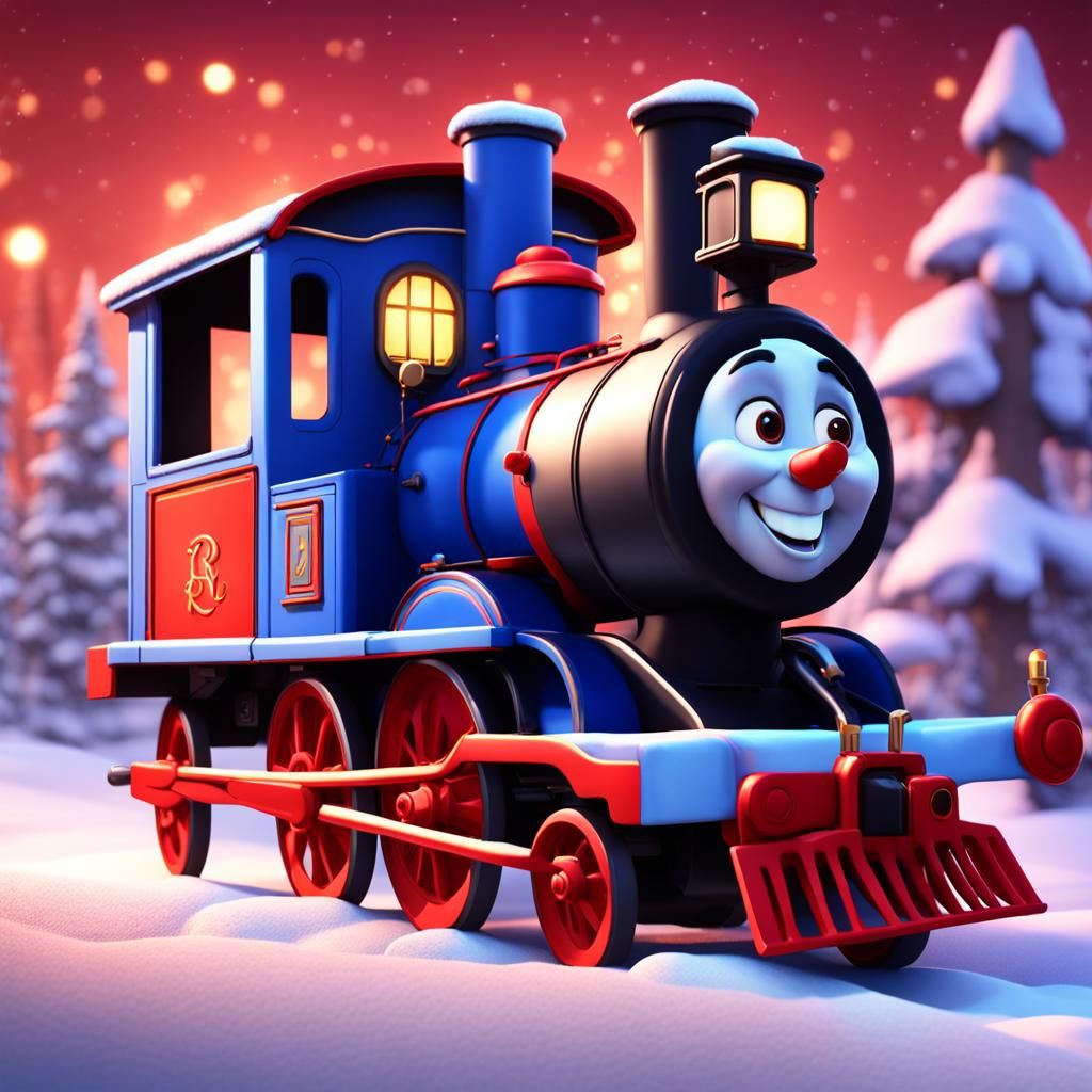 Rudolph and Little Engine in 3D Digital Art